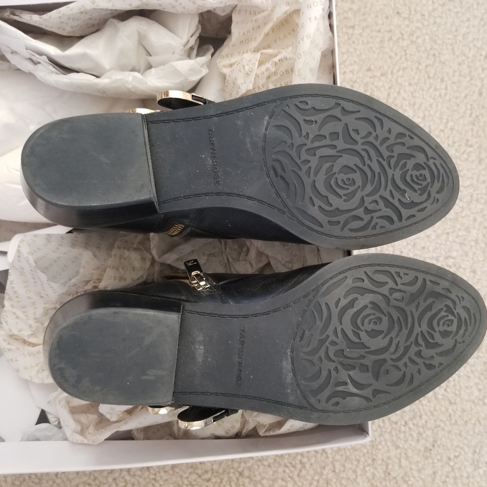 Taryn Rose Black Leather Buckle Ankle Boots Sz 6 - Picture 4 of 8